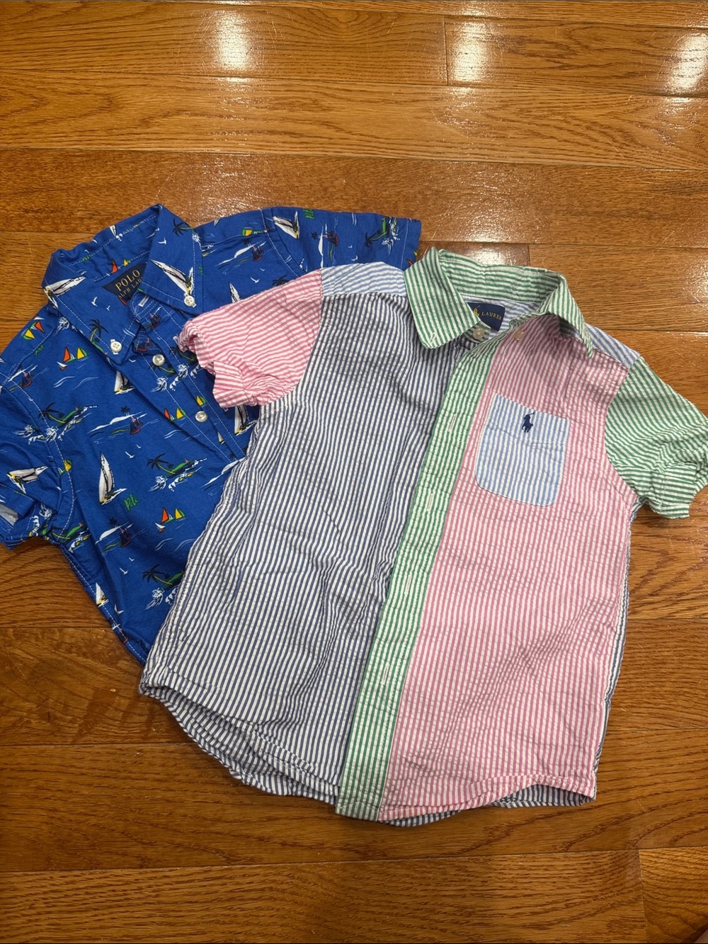 Ralph Lauren Mix-Striped & Sailboat Short-Sleeve Button-Down - Blue, Pink, Green